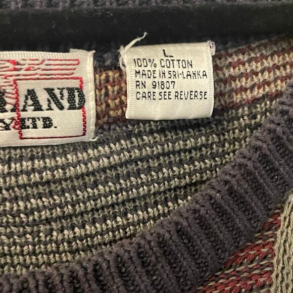 Vintage 90s Geometric Abstract Patterned Heartland Company Sweater Adult Large - Picture 3 of 3